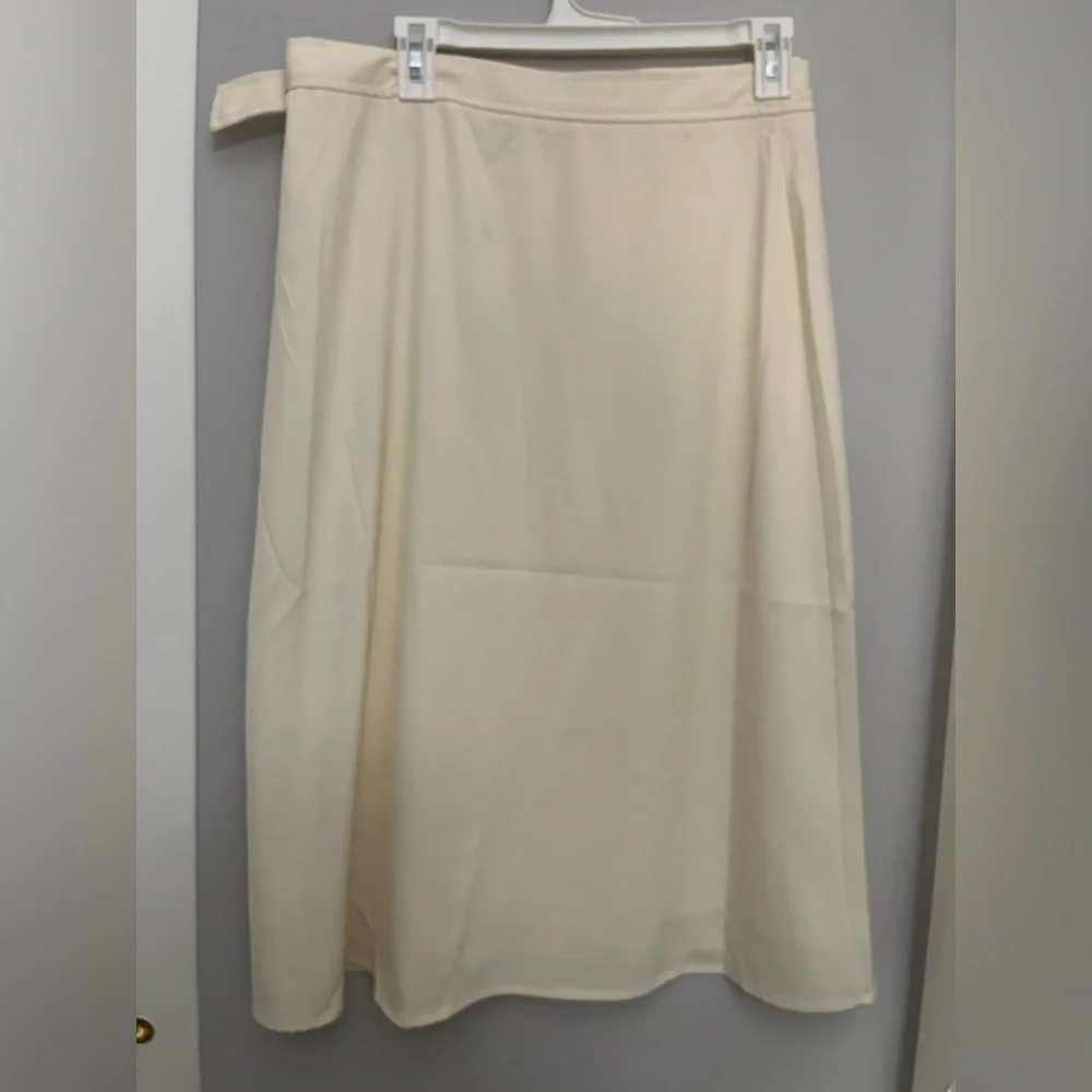 Max Studio Cream Wrap Midi Skirt with Buckle